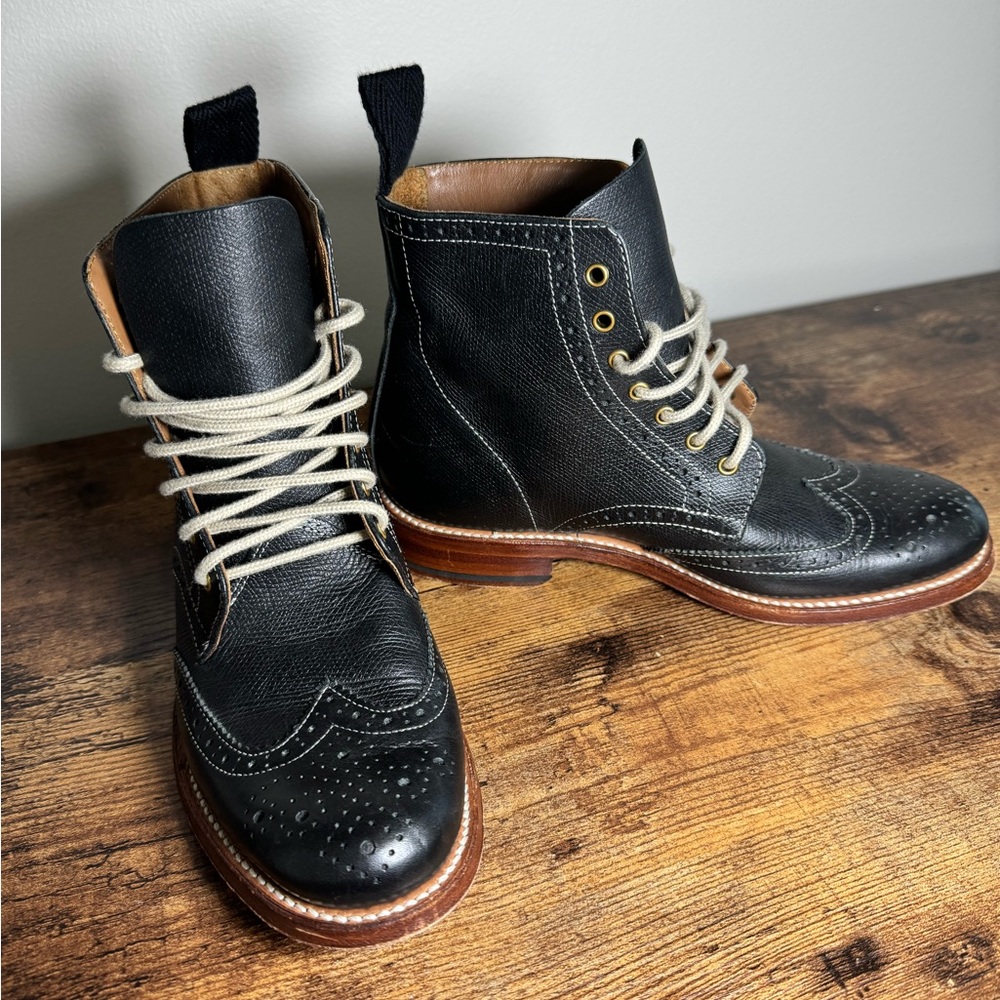Grenson Ella black leather wingtip boot, size 6US (UK 3.5)